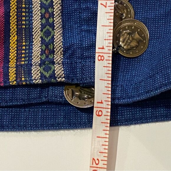 Vintage 80's Lizwear Denim Wrap Skirt With Charms & Aztec Print Women's Size 12 - Picture 13 of 15